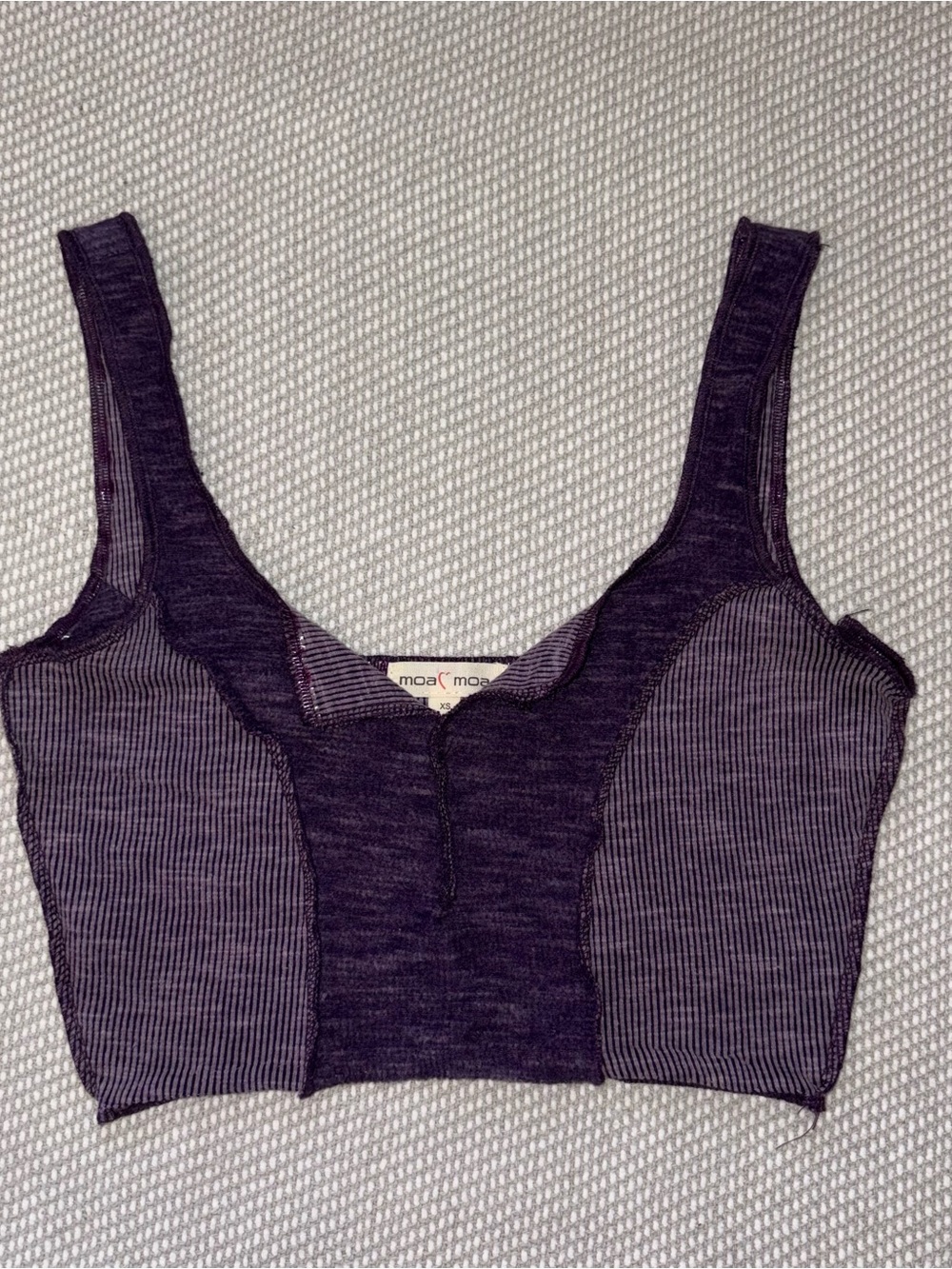 Moa Moa Purple Cropped Tank Top Sz Xs Colorblock Form Fitting